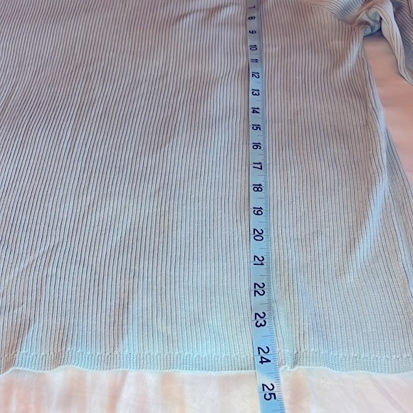 Vintage Coldwater Creek Cotton/Silk Ribbed Mock Turtleneck in Aqua, Size XL - Picture 4 of 5
